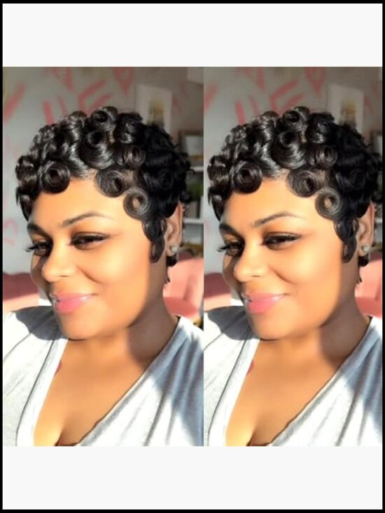 Short Pixie Wig Human Hair Glueless Full Machine Made Modern Wearable